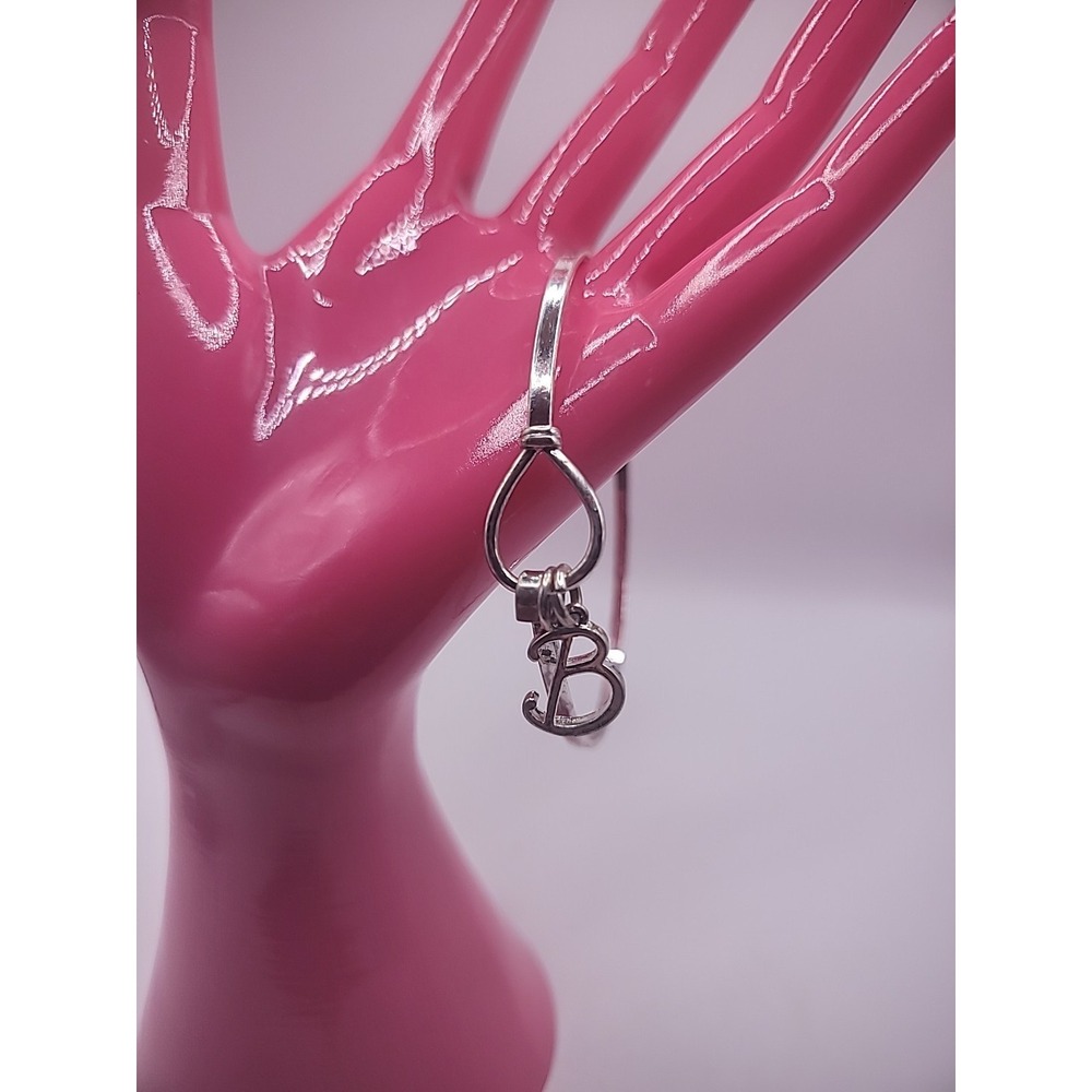Vintage Bracelet Silver Tone B Initial Charm Women Hook Clasp Jewelry Costume